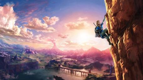 Epic Climb in Hyrule's Vast Wilderness wallpaper
