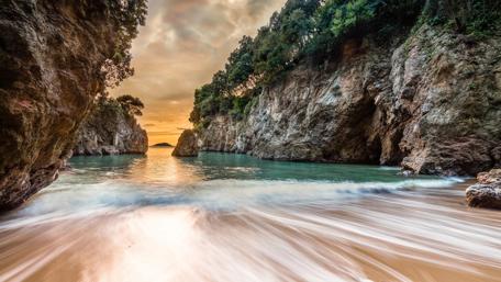 Golden Sunset Beach Paradise wallpaper
