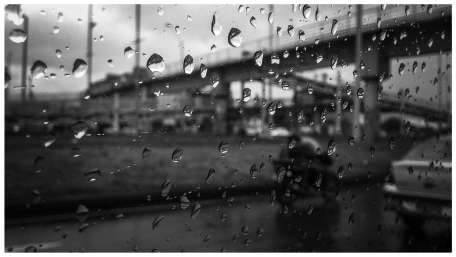 Rainy City Reflections in Monochrome wallpaper