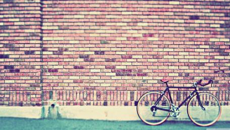 Urban Serenity with a Bicycle on Brick Wall wallpaper