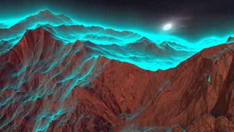 Incredible view of Mount Everest from a plane at night wallpaper