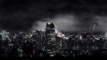 Urban Nightscape Embraced by Shadows wallpaper