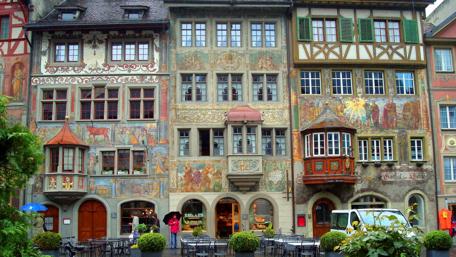 Charming Facades of Stein am Rhein in Switzerland wallpaper