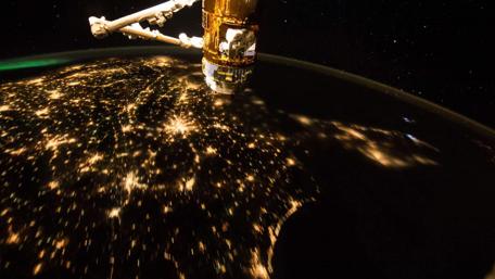 Stunning Night View of Earth from Space Station wallpaper