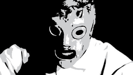 Mysterious Masked Figure in Monochrome wallpaper
