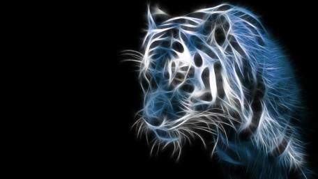 Neon Tiger Majesty in Blue wallpaper