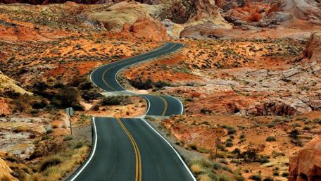 Road Through Valley of Fire's Majestic Palette wallpaper