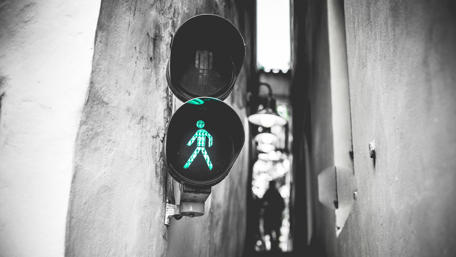 Walking into the Future in Monochrome wallpaper