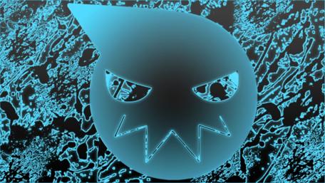 Mysterious Glowing Mask in Blue Abyss wallpaper