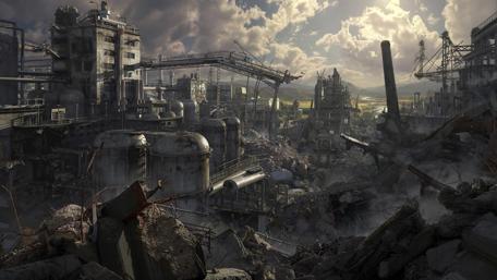 Ruins of a Futuristic Fantasy World wallpaper