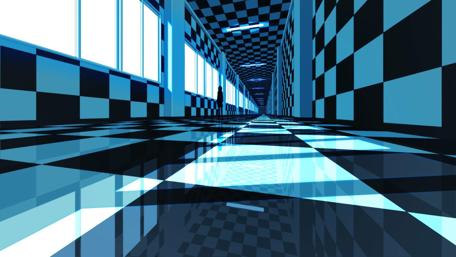 Checkered Corridor from Monogatari Series wallpaper
