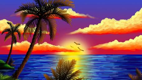Tropical Sunset Dreams wallpaper