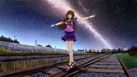 Starry Night Railway Adventure wallpaper
