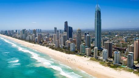 Stunning Coastal City Skyline View wallpaper