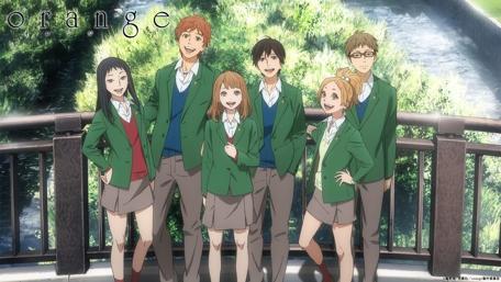 Orange Anime Characters in School Uniforms wallpaper