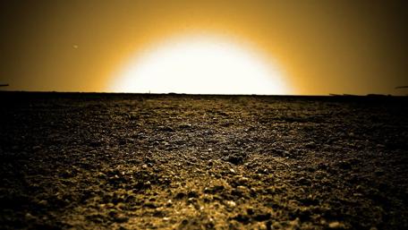 Golden Horizon Over a Desert Landscape wallpaper