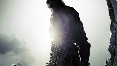 Ethereal Warrior in Shadowy Realm wallpaper