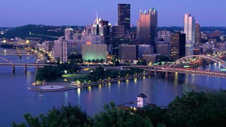 City Lights at Dusk in Pittsburgh wallpaper