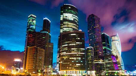 Vibrant Night Lights of Moscow City Skyline wallpaper
