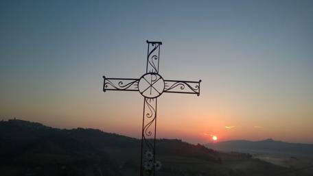 Hopeful Dawn Over the Cross wallpaper