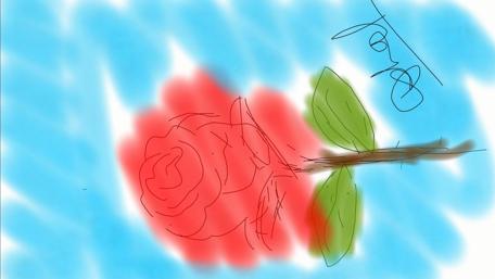 Vibrant Rose Drawing on Serene Background wallpaper