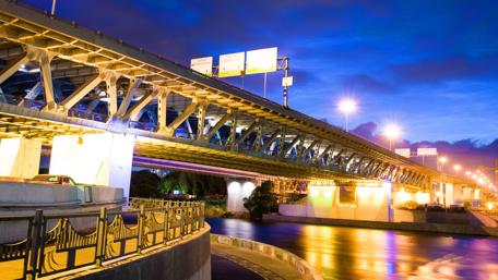 Moscow City Lights at Night Over the River wallpaper