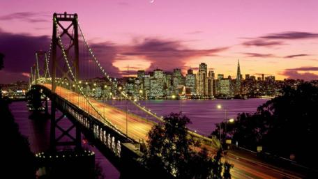 Purple Sunset Over Bay Bridge wallpaper