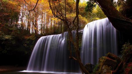 Majestic Autumn Cascade wallpaper