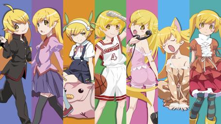 Vibrant Monogatari Series Character Montage wallpaper