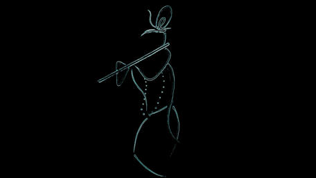 Elegant Musician Silhouette Playing the Flute wallpaper