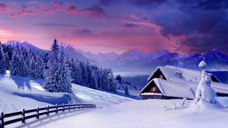 Winter Serenity in Snowy Mountains wallpaper