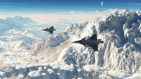 Soaring Gripens Above the Mountain Peaks wallpaper