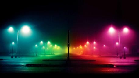 Vibrant Night Lights in a Quiet Landscape wallpaper