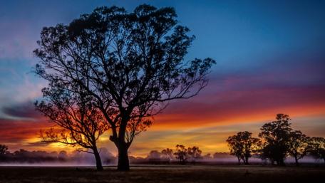 Majestic Sunset Over Serene Landscape wallpaper
