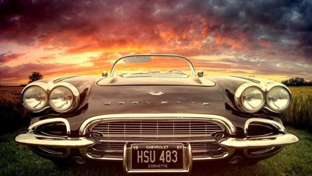 Classic Corvette at Sunset wallpaper