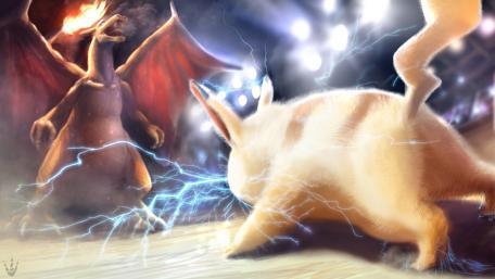 Epic Showdown of Electric and Fire wallpaper