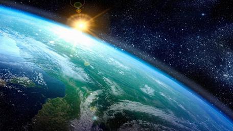 Majestic Sunrise Over Earth from Space wallpaper