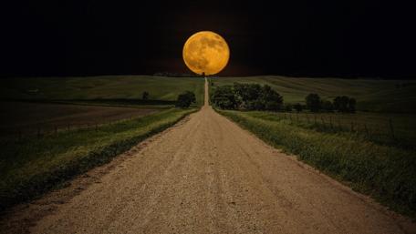 Ethereal Road Under the Full Moon wallpaper