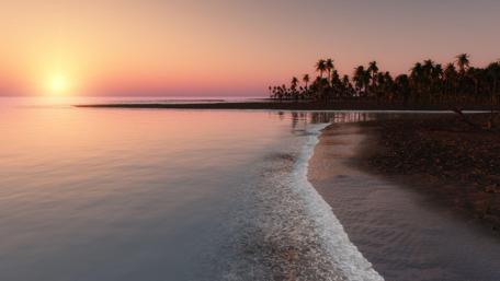 Tropical Sunset Serenity Over Tranquil Waters wallpaper