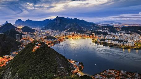 Rio at Dusk Overlooking the City Lights wallpaper
