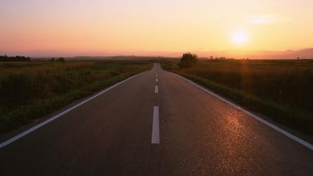 Endless Road at Sunset Moment wallpaper