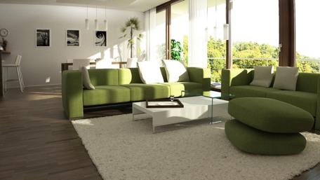 Modern Living Space with Nature View wallpaper
