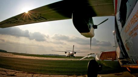 Aerial Adventure Above the Runway wallpaper