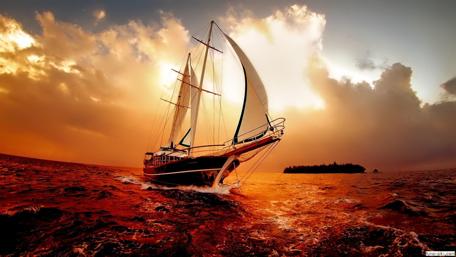 Sailing into the Golden Horizon wallpaper