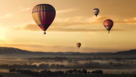 Hot Air Balloons at Dusk Adventure Awaits wallpaper