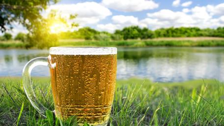 Refreshing Beer by the Water wallpaper