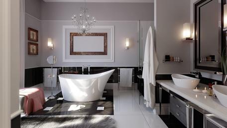 Modern Elegance in a Luxurious Bathroom Retreat wallpaper