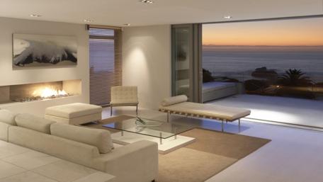 Serene Sunset in a Modern Living Room wallpaper