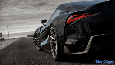 Sleek Black Sports Car on Open Road wallpaper