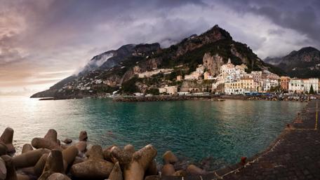 Amalfi Coast Serenity in Nature's Arms wallpaper